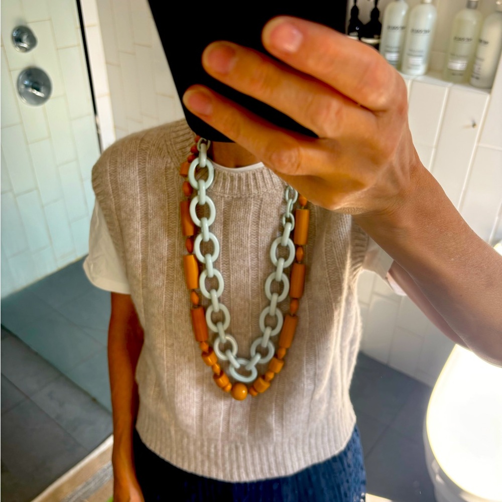 Pale Blue Plastic Link Necklace